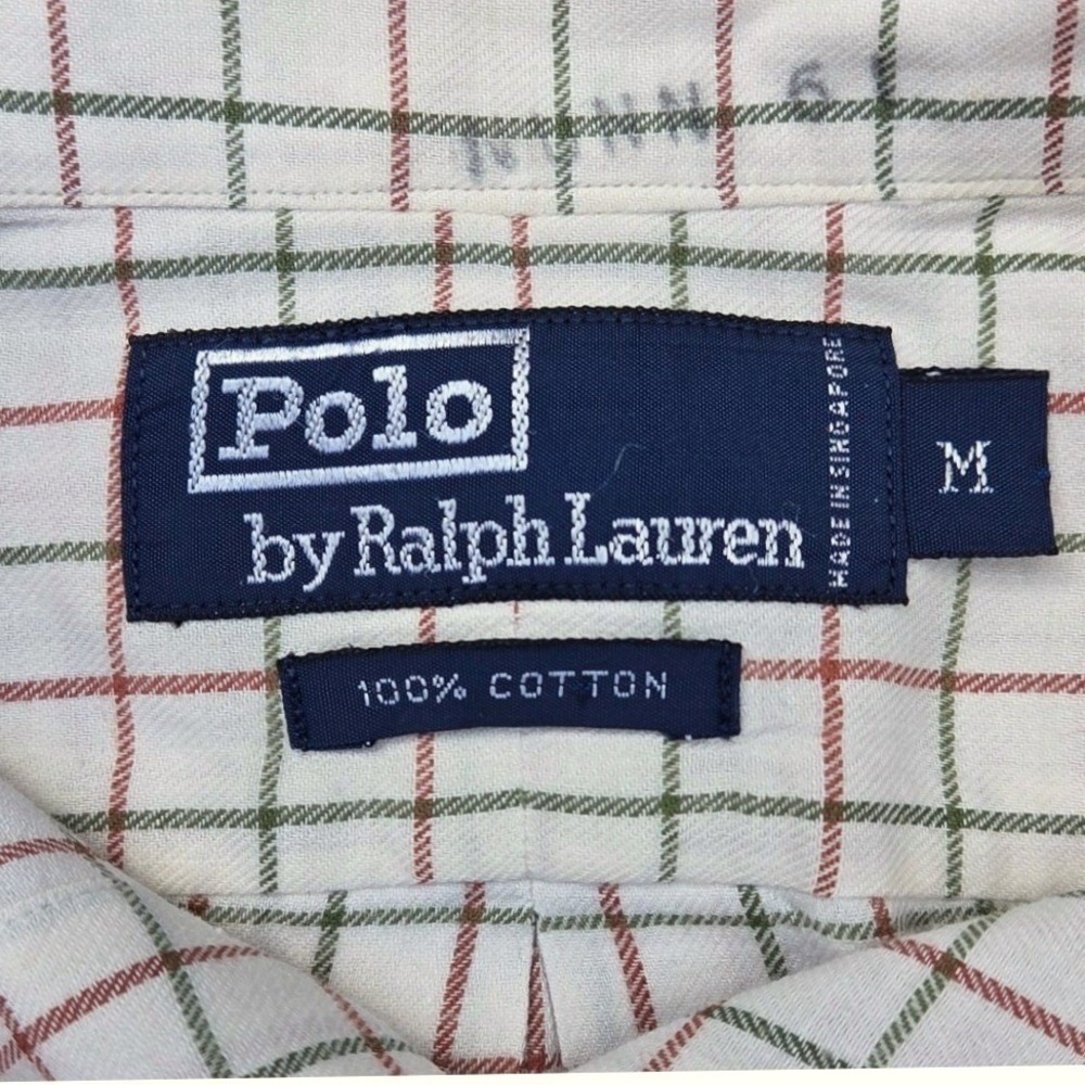 Polo Ralph Lauren Mens Medium Tattersall Check Shirt LS Singapore Dual Pockets